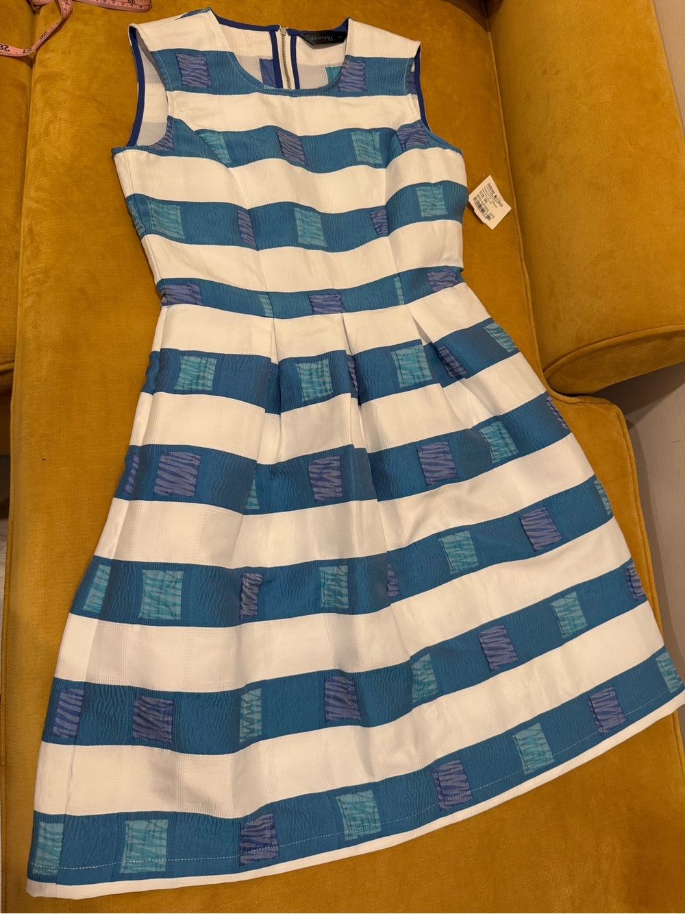 NWT Anonyme Blue and White Striped sleeveless Fit-and-Flare Dress